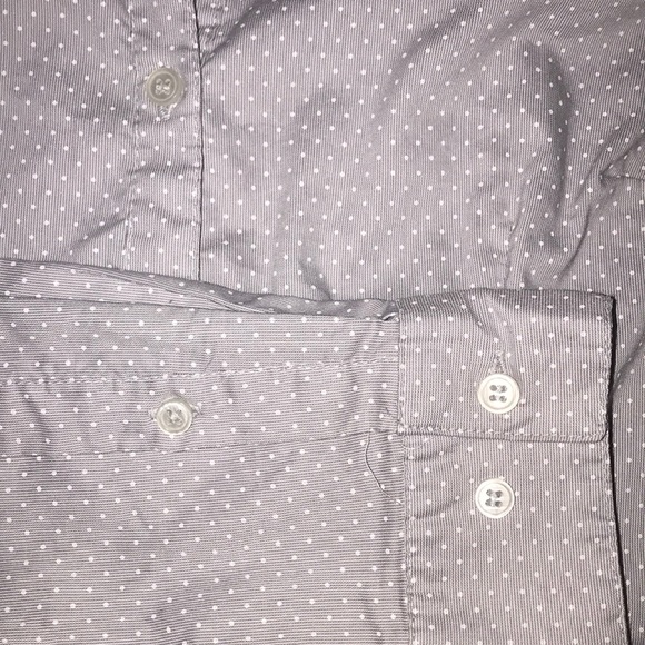 Lavender and white polka dot button up shirt - Picture 3 of 3